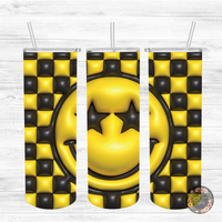 Checkered Smiley Puff Tumbler