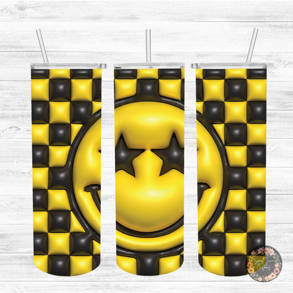 Checkered Smiley Puff Tumbler