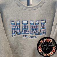 Custom Embroidered "MAMA" Baby Blanket Sweatshirt - Small Town Customs