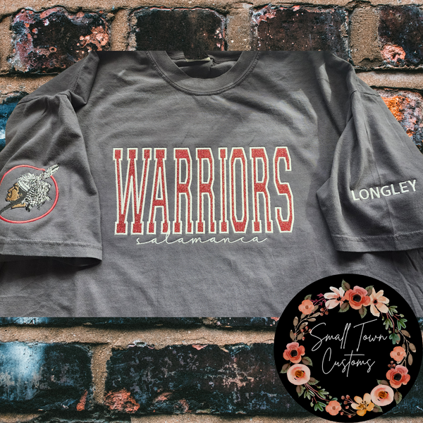 Embroidered Glitter Salamanca Warriors T-Shirt - Small Town Customs
