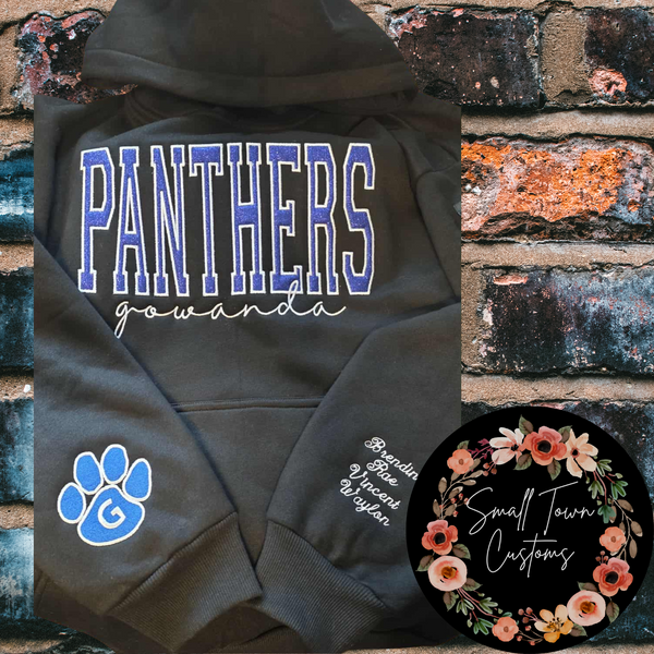 Embroidered Glitter Gowanda Panthers Hoodie
