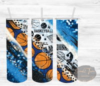 Blue Glitter Basketball Tumbler