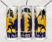 Wrestling Tumbler-Navy and Yellow