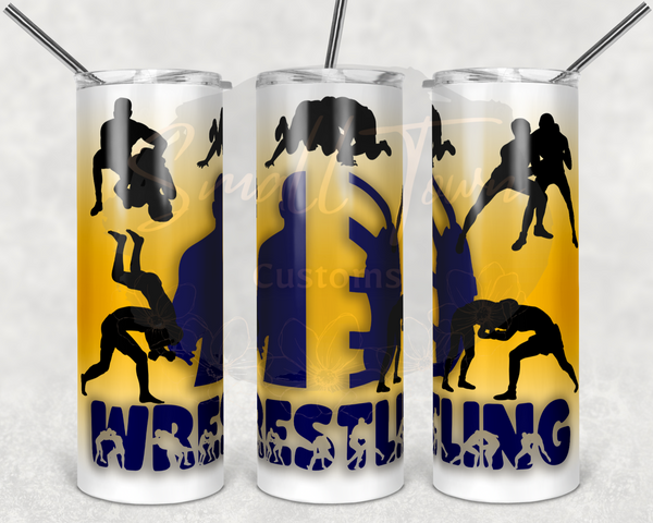 Wrestling Tumbler-Navy and Yellow