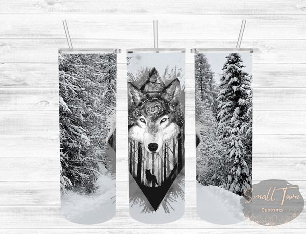 Snowy Wolf Tumbler